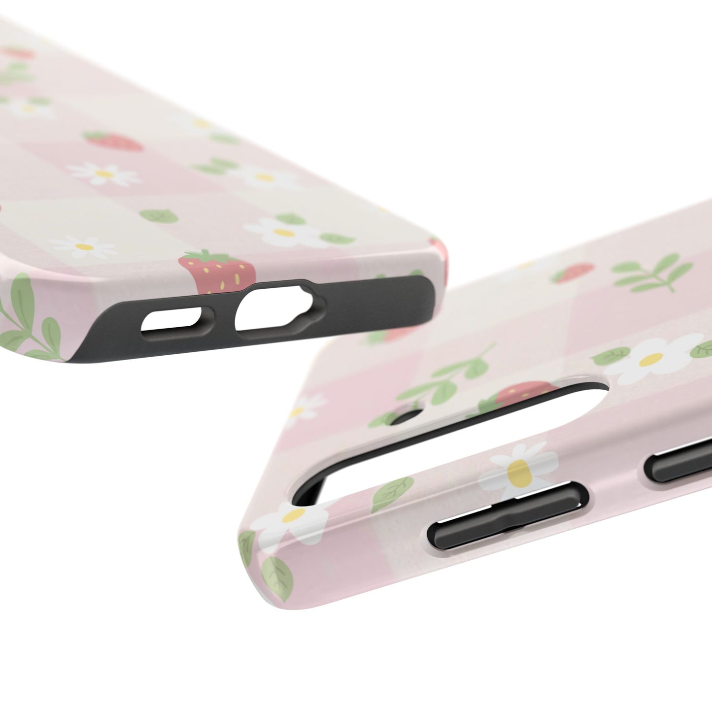 Strawberries & Flowers Tough Phone Case — Floral Fruit Protective Cover