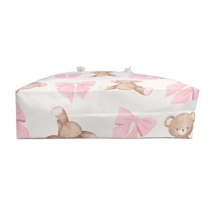 Teddy Bear Pink Bow Weekender Bag — Cute Travel Duffel for Women & Kids