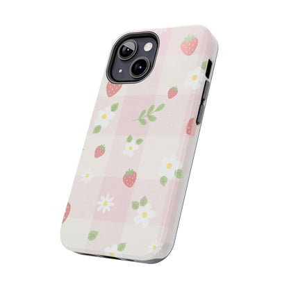 Strawberries & Flowers Tough Phone Case — Floral Fruit Protective Cover