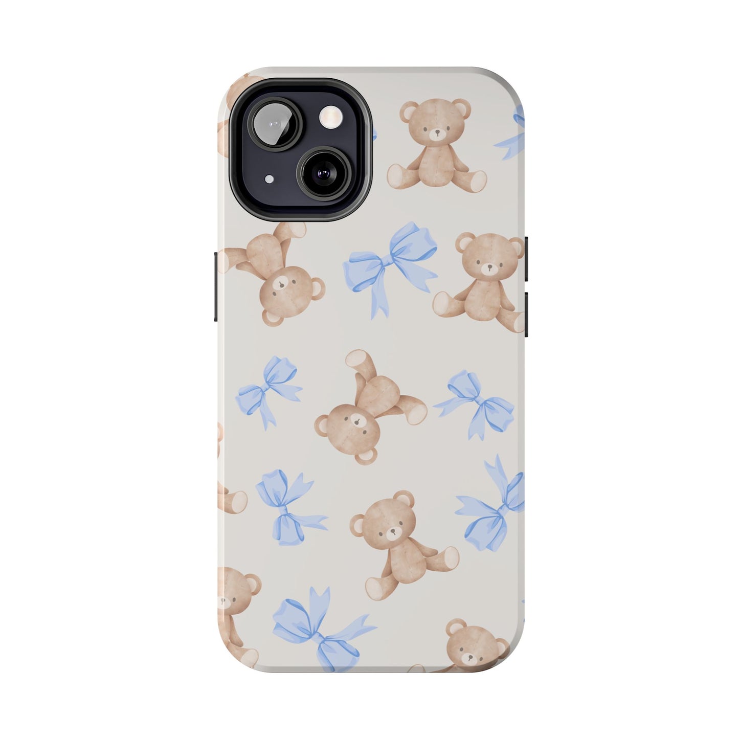 Teddy Bear Phone Case with Blue Bows