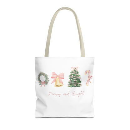 Pink Christmas Decal Tote Bag