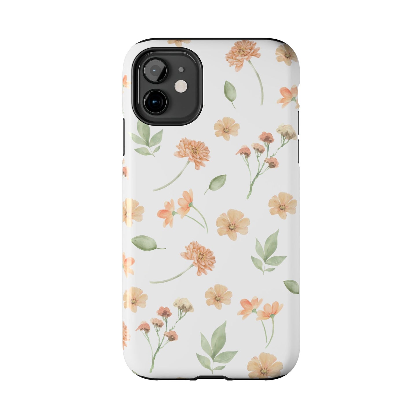 Floral Peach Watercolor Tough Phone Case — Protective Botanical iPhone Case