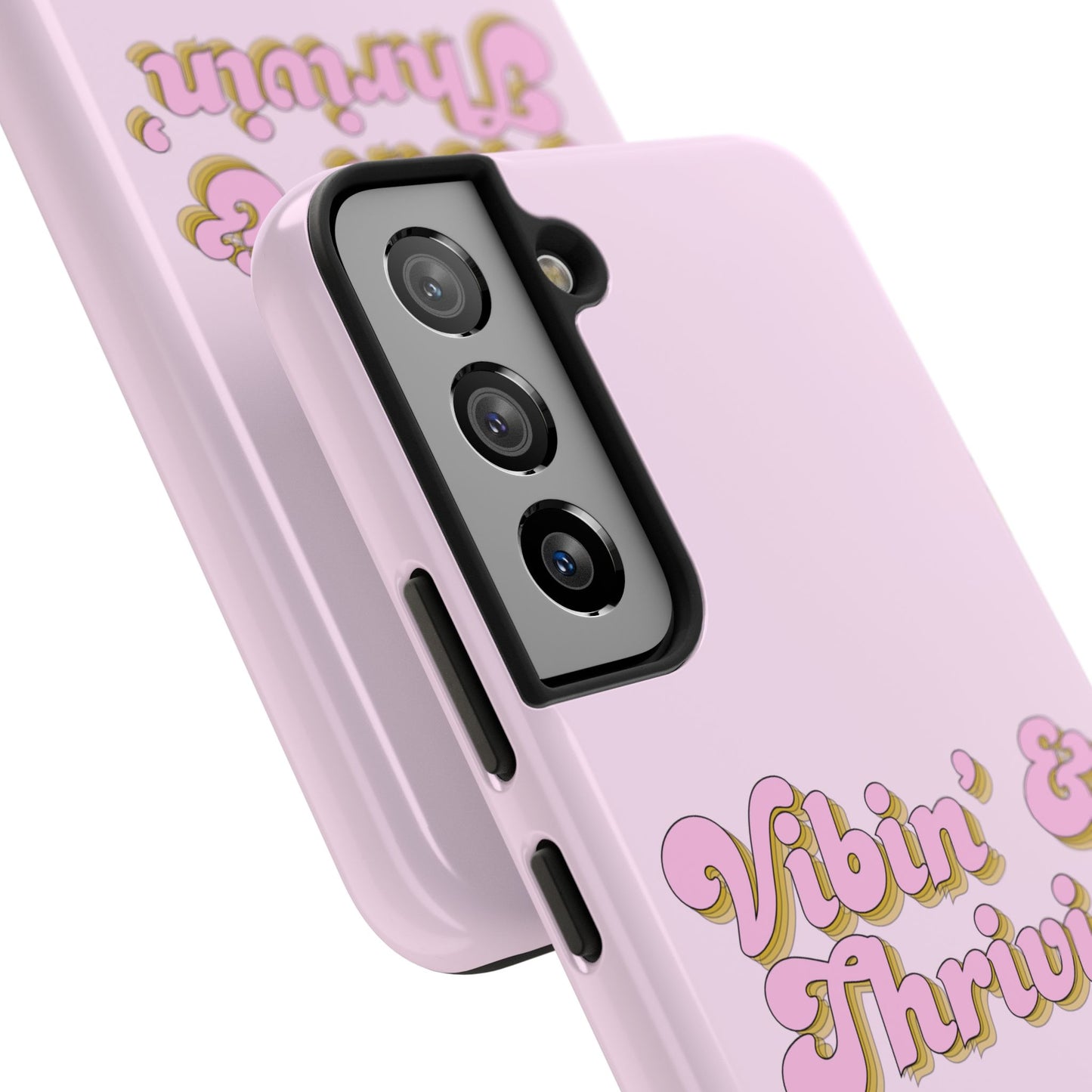 Vibin' & Thrivin' Tough Phone Case — Pink Retro Script Protective Cover