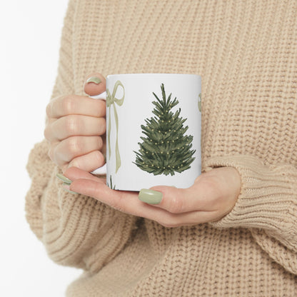 Coquette Christmas Tree Ceramic Mug, (11oz, 15oz)
