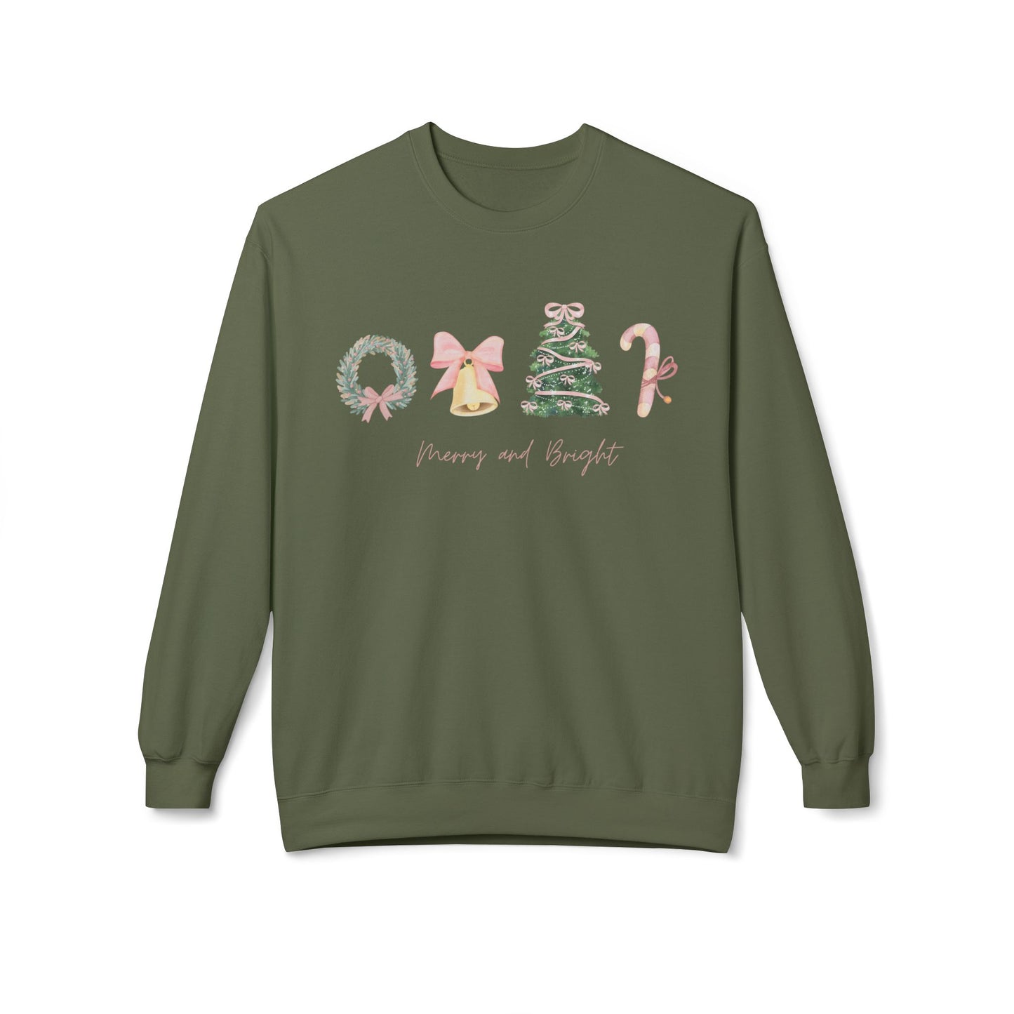 Pink Christmas Icons Crewneck Sweatshirt – Merry and Bright Holiday Pullover