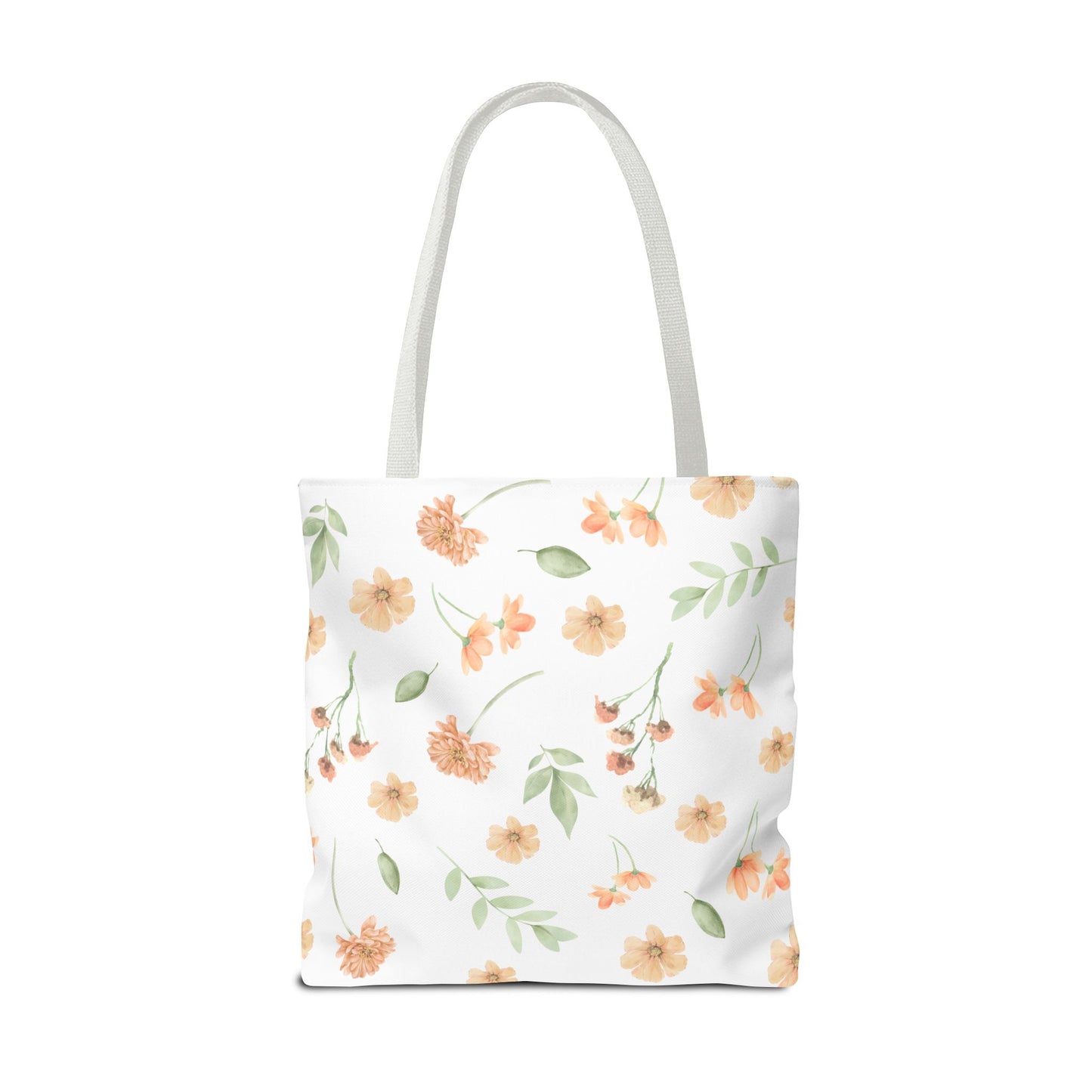 Floral Watercolor Tote Bag – Peach Blossom Pattern, Lightweight Everyday Market Tote