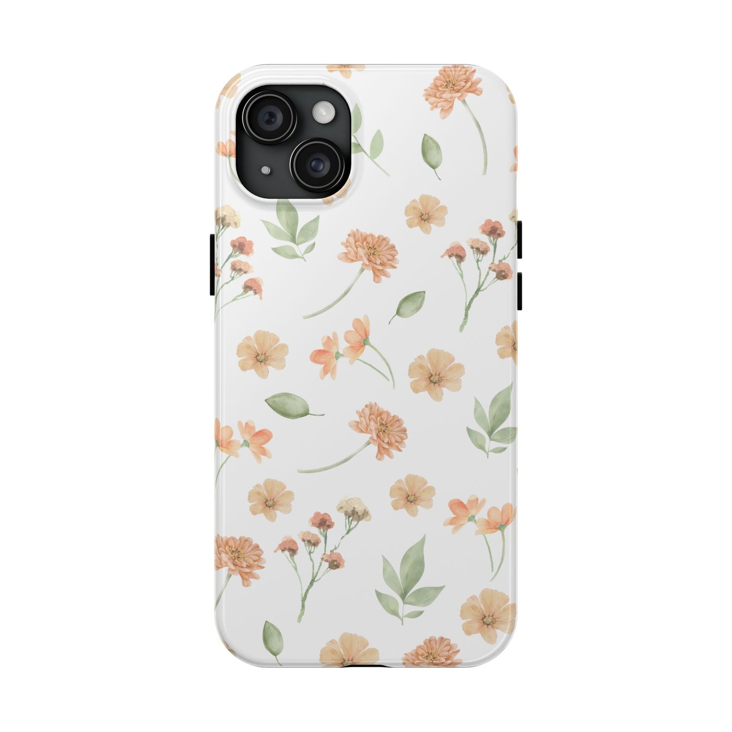 Floral Peach Watercolor Tough Phone Case — Protective Botanical iPhone Case