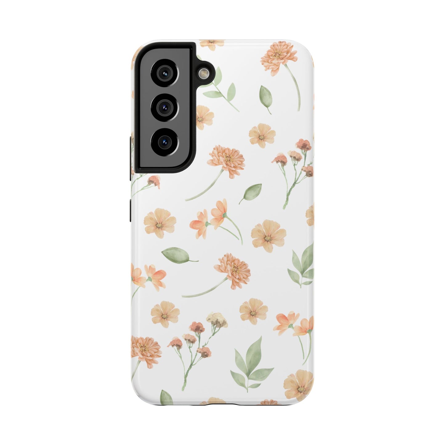 Floral Peach Watercolor Tough Phone Case — Protective Botanical iPhone Case