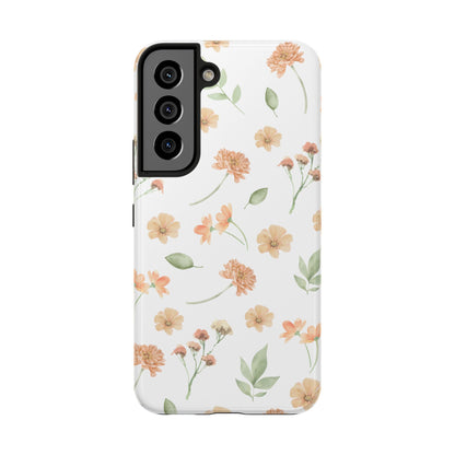 Floral Peach Watercolor Tough Phone Case — Protective Botanical iPhone Case