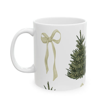 Coquette Christmas Tree Ceramic Mug, (11oz, 15oz)