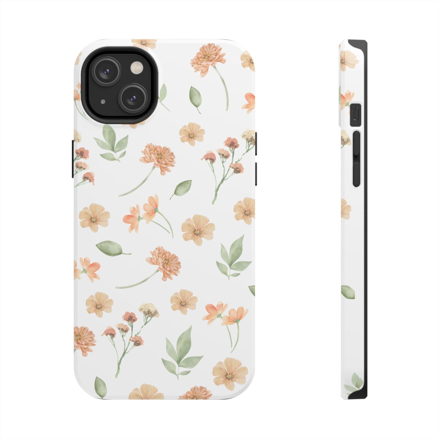 Floral Peach Watercolor Tough Phone Case — Protective Botanical iPhone Case