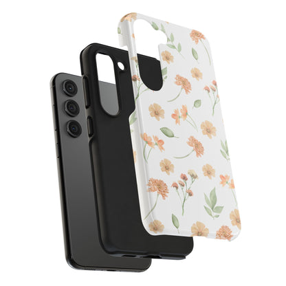 Floral Peach Watercolor Tough Phone Case — Protective Botanical iPhone Case