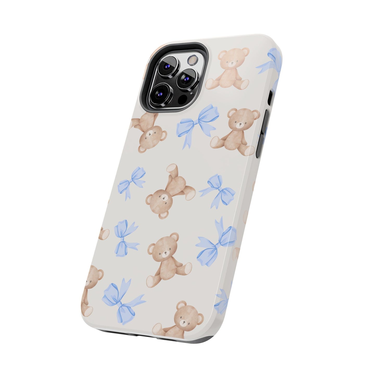 Teddy Bear Phone Case with Blue Bows
