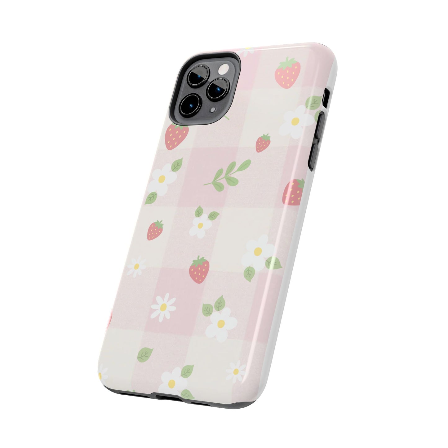 Strawberries & Flowers Tough Phone Case — Floral Fruit Protective Cover