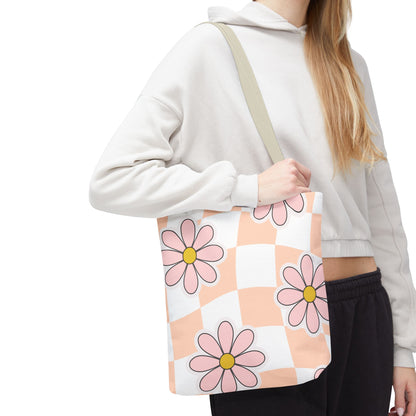 Groovy Floral Tote Bag — Retro Beach & Market Everyday Carry