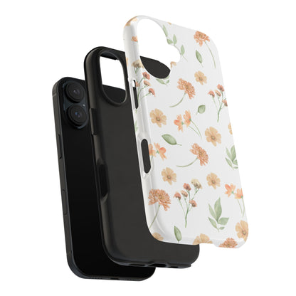 Floral Peach Watercolor Tough Phone Case — Protective Botanical iPhone Case
