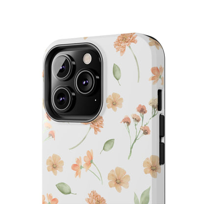 Floral Peach Watercolor Tough Phone Case — Protective Botanical iPhone Case