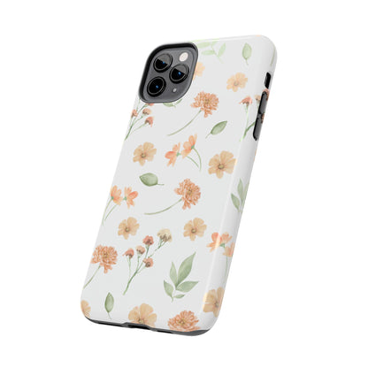 Floral Peach Watercolor Tough Phone Case — Protective Botanical iPhone Case