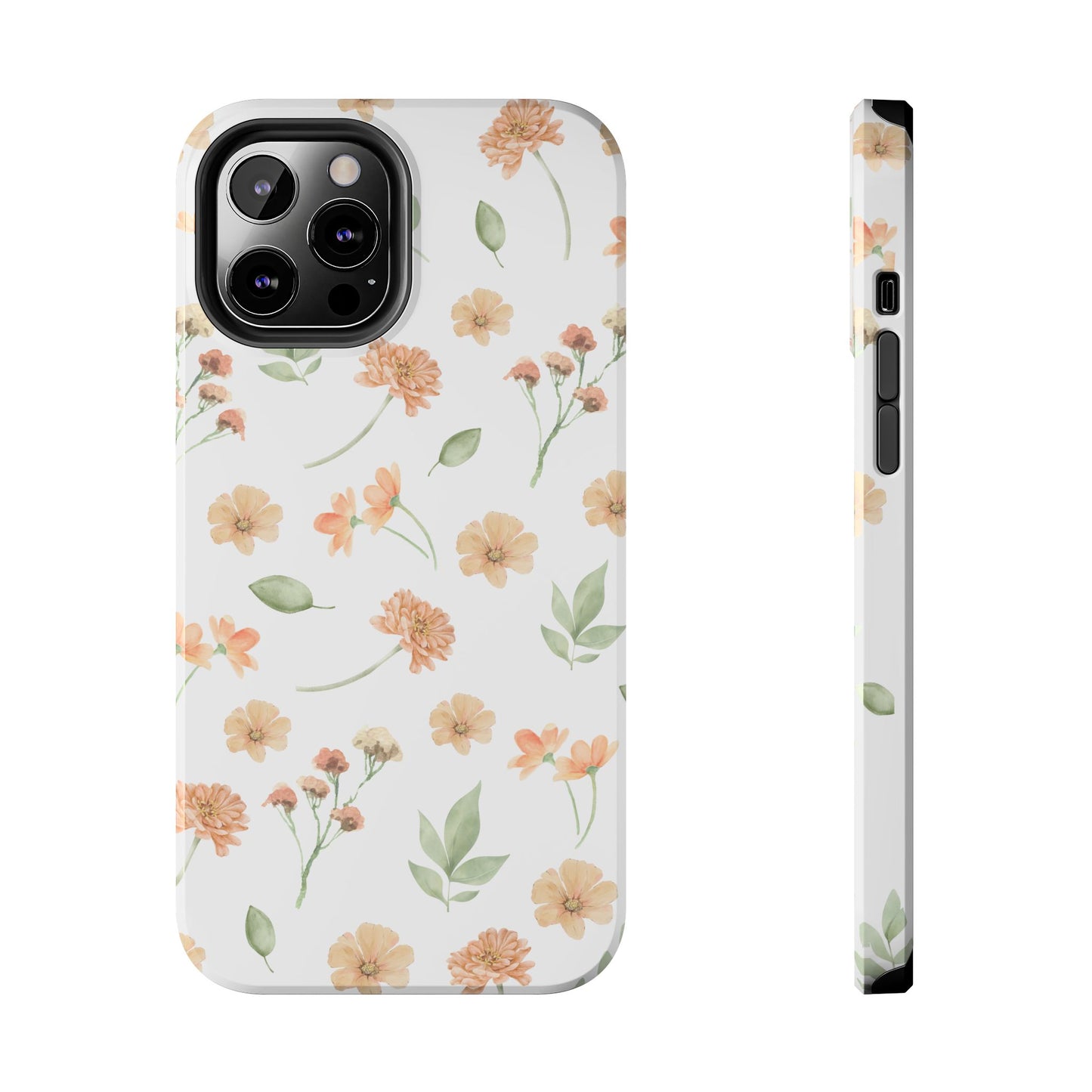 Floral Peach Watercolor Tough Phone Case — Protective Botanical iPhone Case