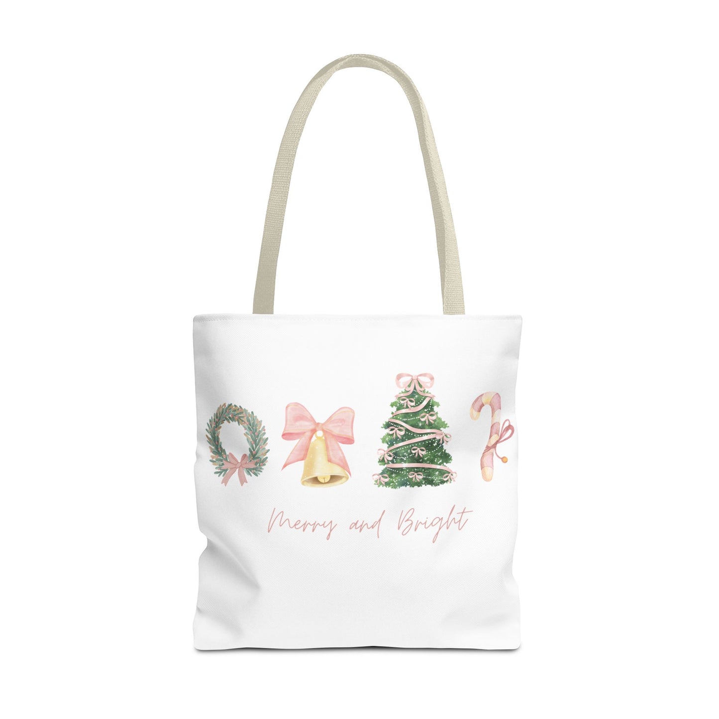 Pink Christmas Decal Tote Bag
