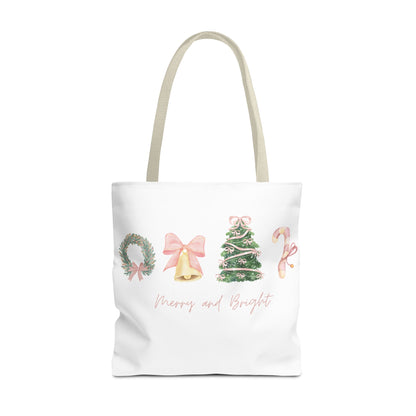Pink Christmas Decal Tote Bag