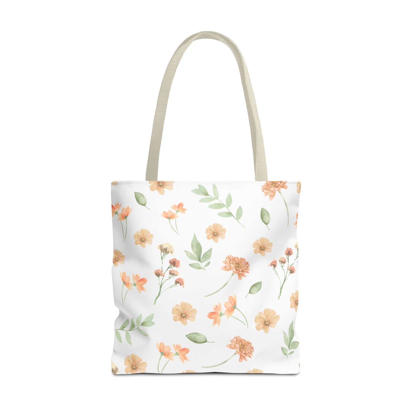Floral Watercolor Tote Bag – Peach Blossom Pattern, Lightweight Everyday Market Tote