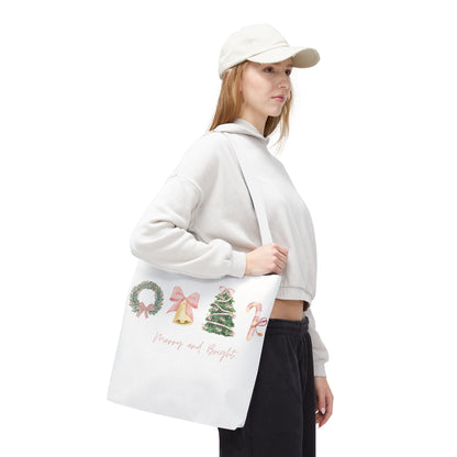 Pink Christmas Decal Tote Bag