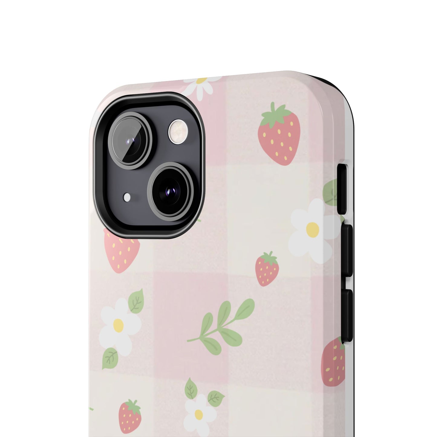 Strawberries & Flowers Tough Phone Case — Floral Fruit Protective Cover