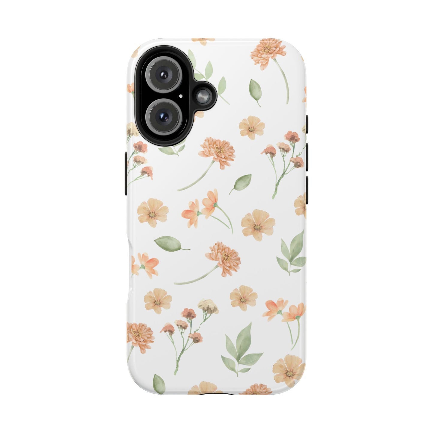 Floral Peach Watercolor Tough Phone Case — Protective Botanical iPhone Case