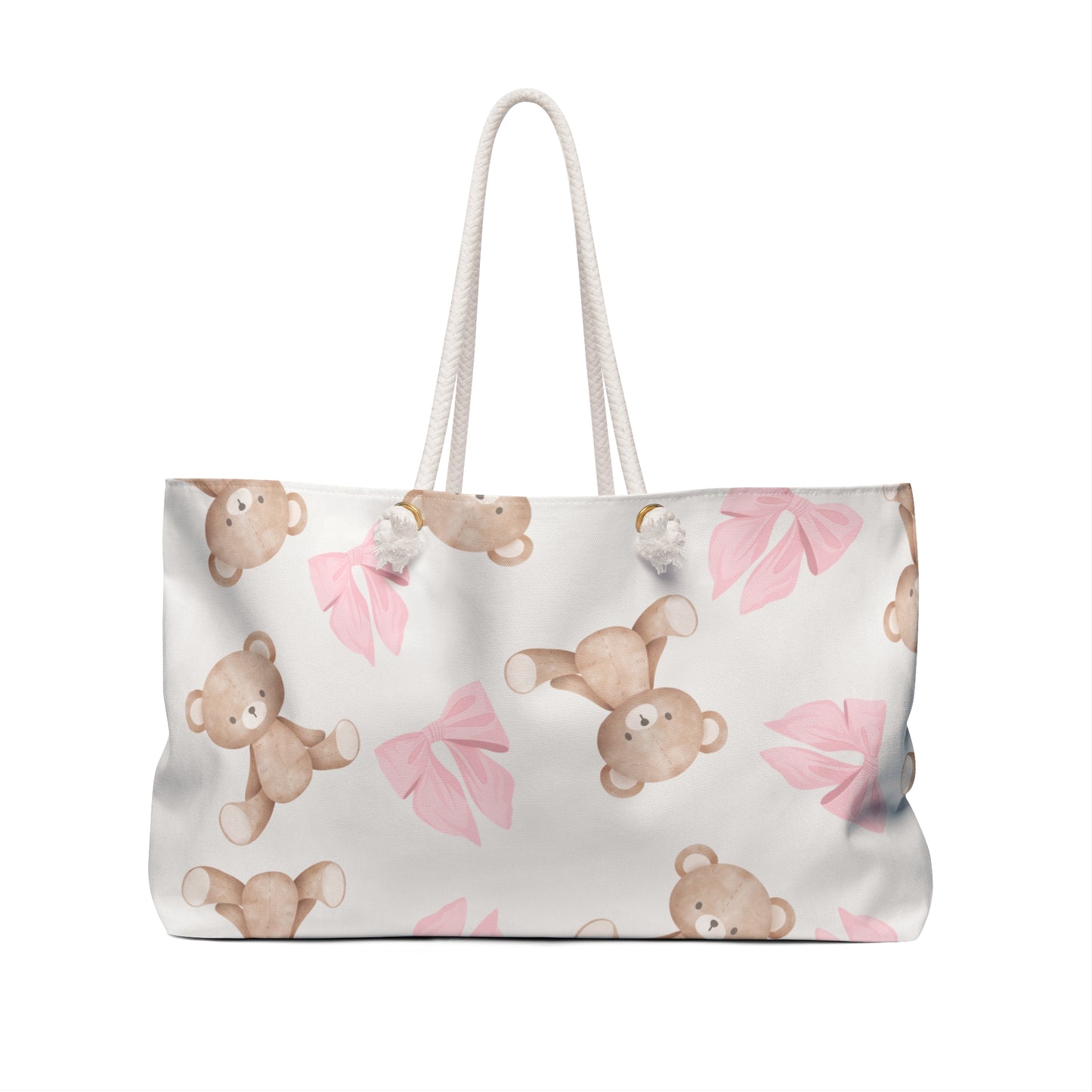 Teddy Bear Pink Bow Weekender Bag — Cute Travel Duffel for Women & Kids