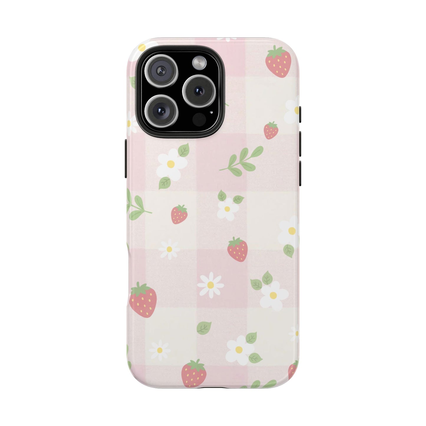 Strawberries & Flowers Tough Phone Case — Floral Fruit Protective Cover