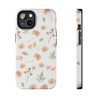 Floral Peach Watercolor Tough Phone Case — Protective Botanical iPhone Case
