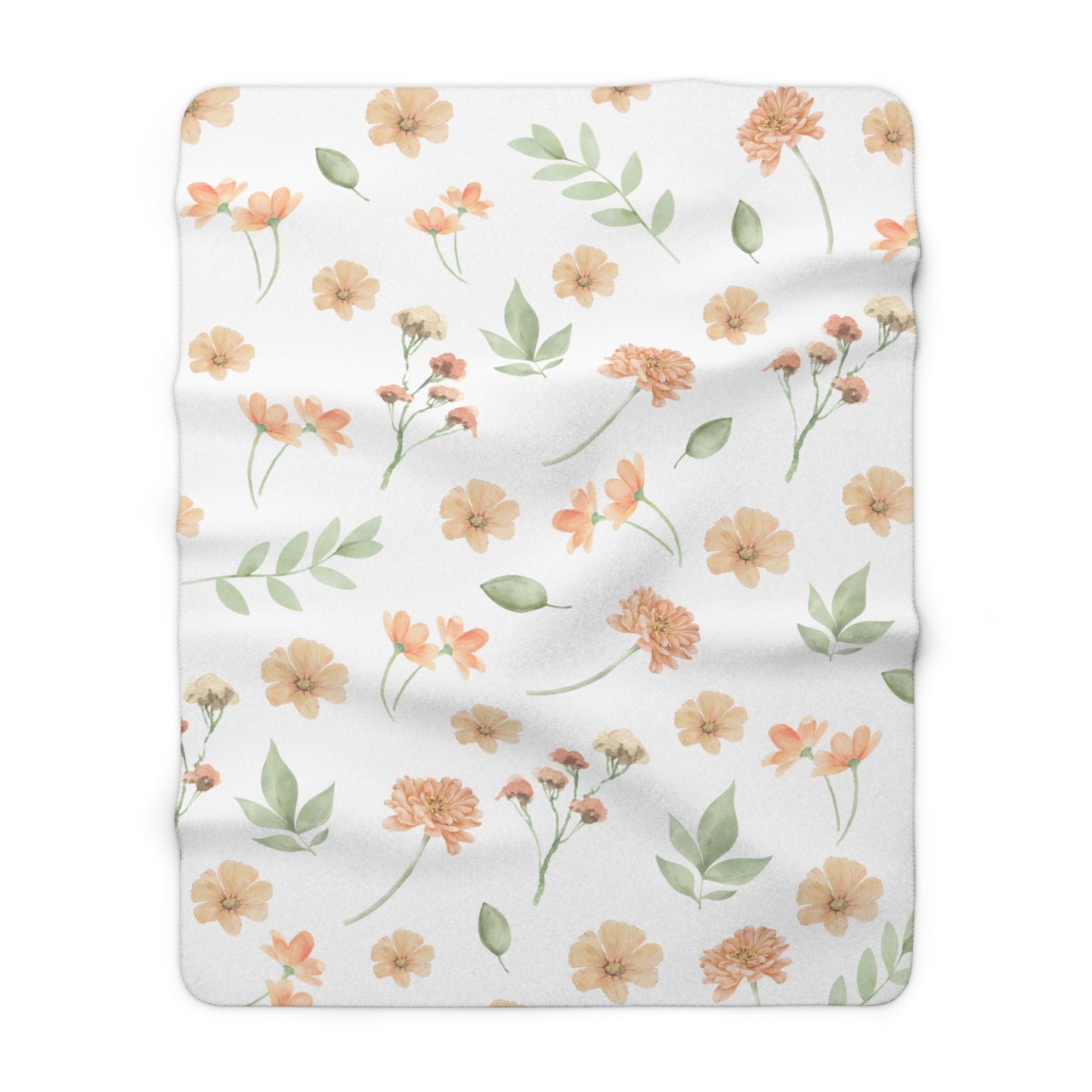 Orange Flower Sherpa Blanket - A Cozy Floral Throw