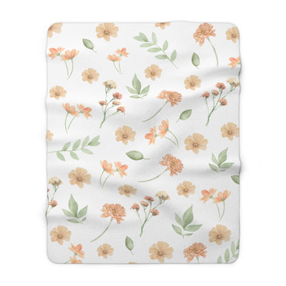 Orange Flower Sherpa Blanket - A Cozy Floral Throw