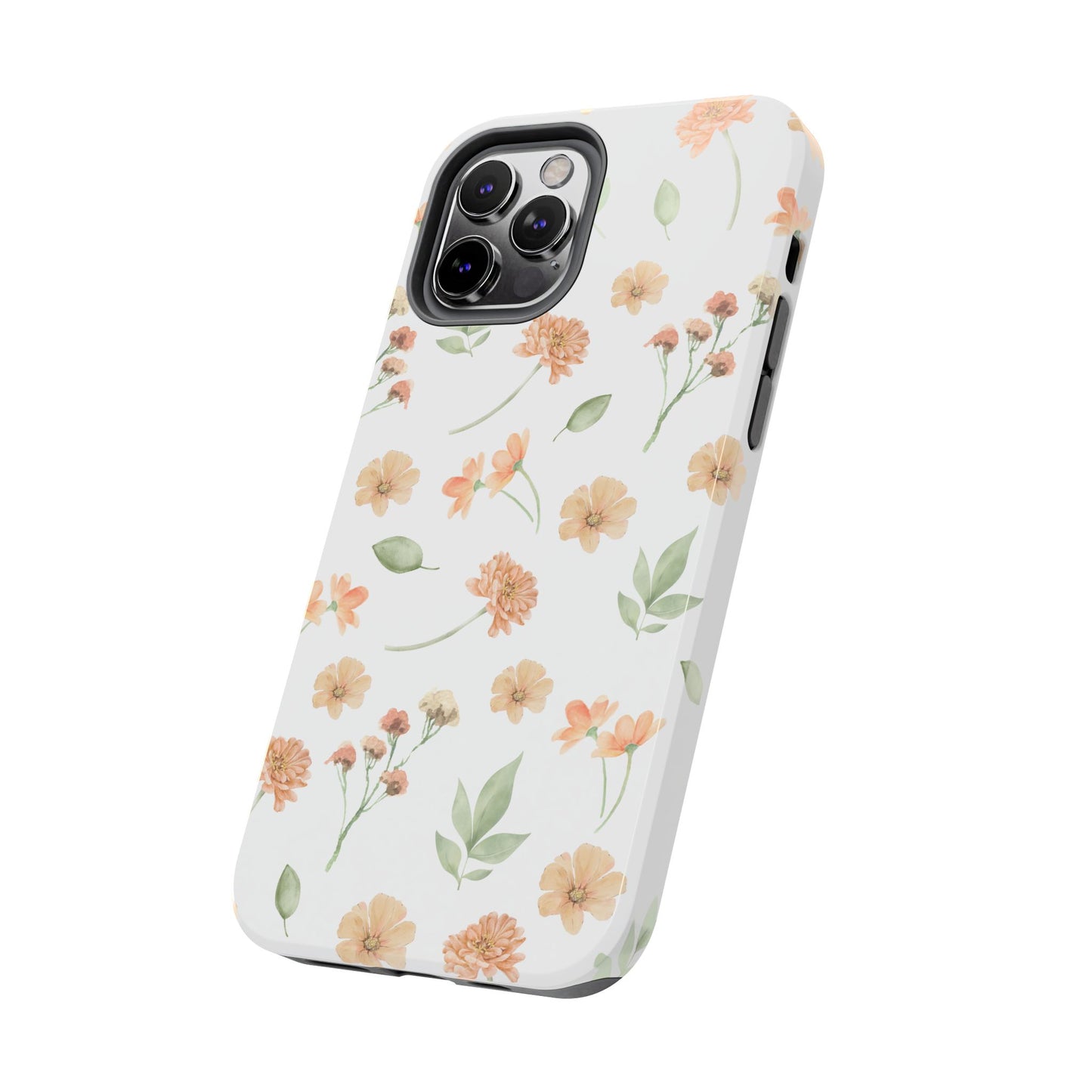 Floral Peach Watercolor Tough Phone Case — Protective Botanical iPhone Case