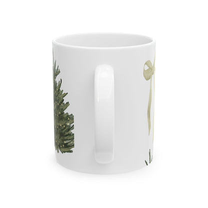 Coquette Christmas Tree Ceramic Mug, (11oz, 15oz)