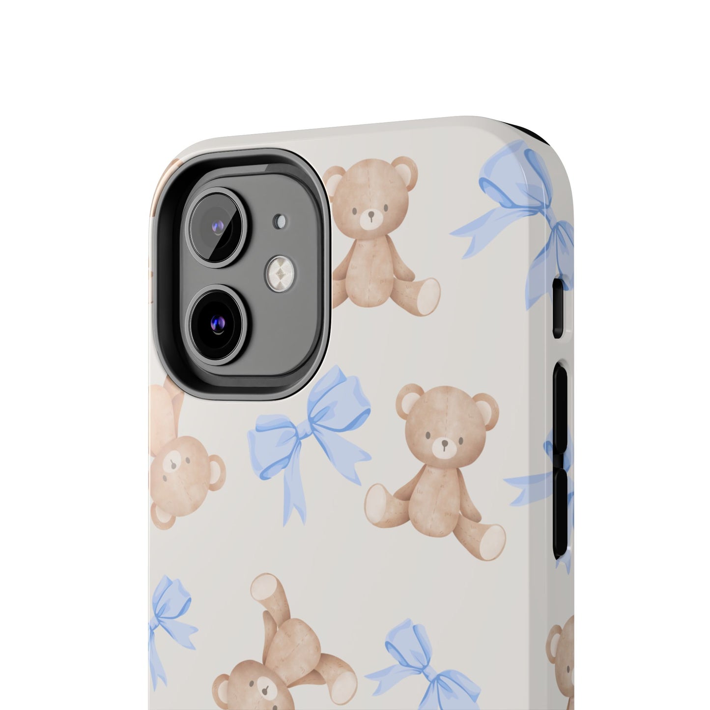 Teddy Bear Pattern Tough Phone Case — Cute Blue Bows