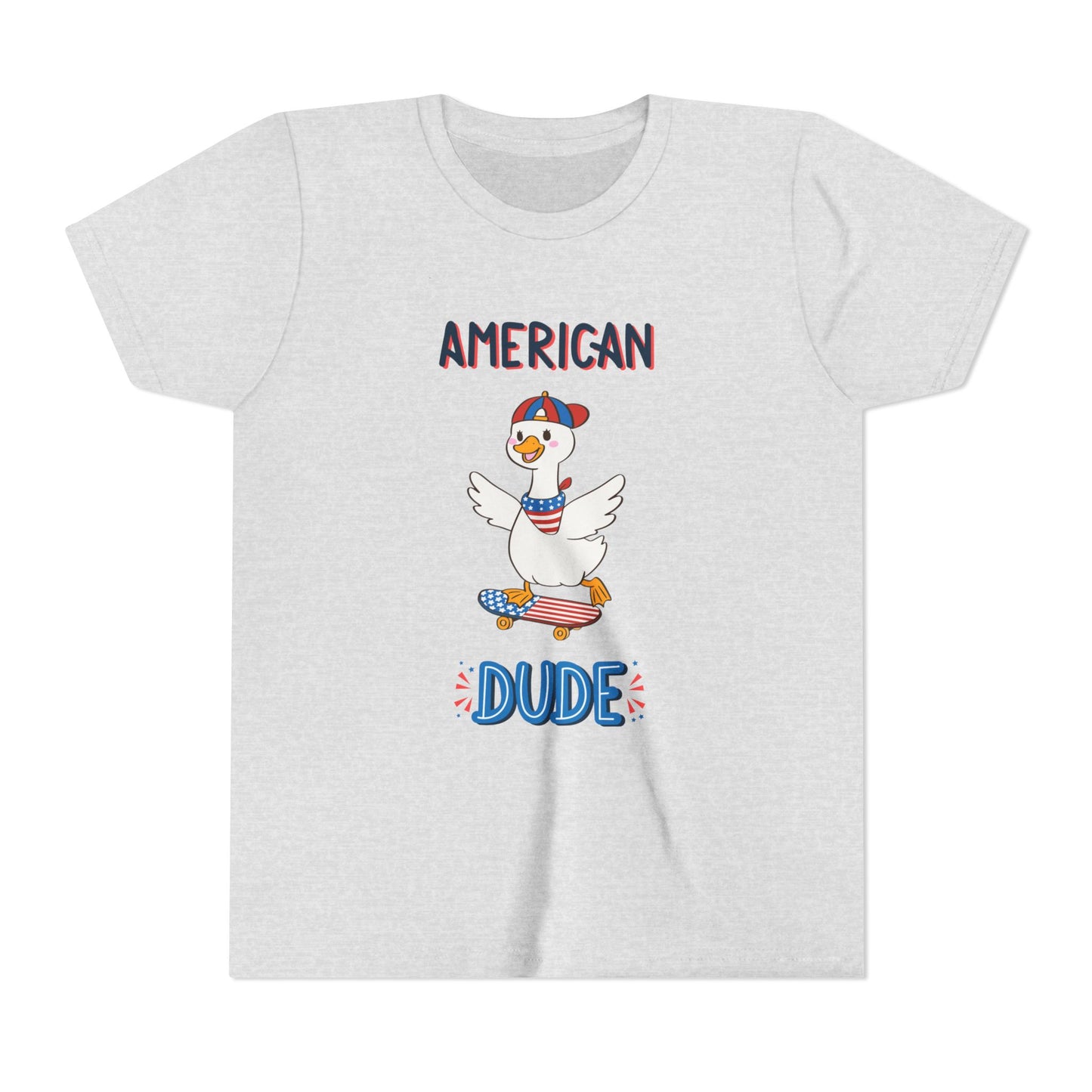 Youth Tee — "American Dude" Skateboarding Duck Graphic