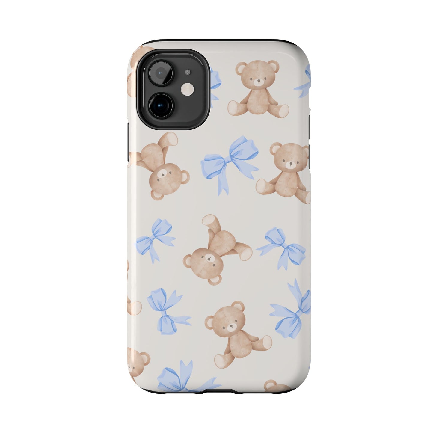 Teddy Bear Phone Case with Blue Bows