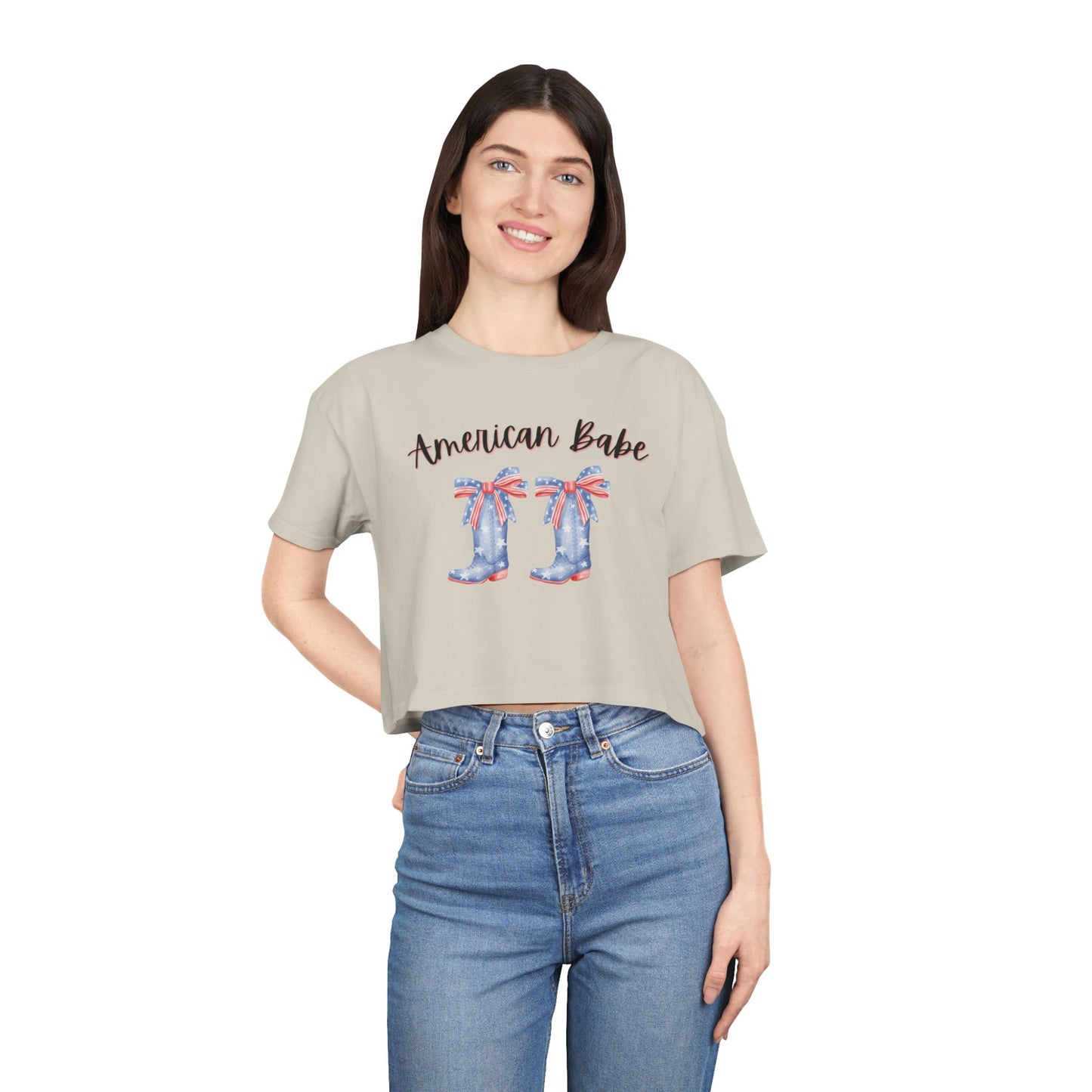American Cutie Crop Tee — Women's Cowgirl Boots Graphic