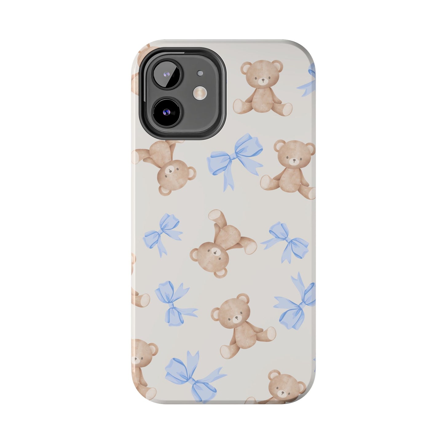 Teddy Bear Phone Case with Blue Bows