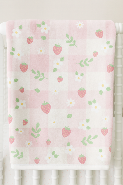 Strawberry Blossom Velveteen Plush Blanket