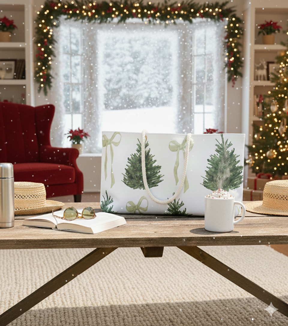 Christmas Trees & Coquette Bows Weekender Bag