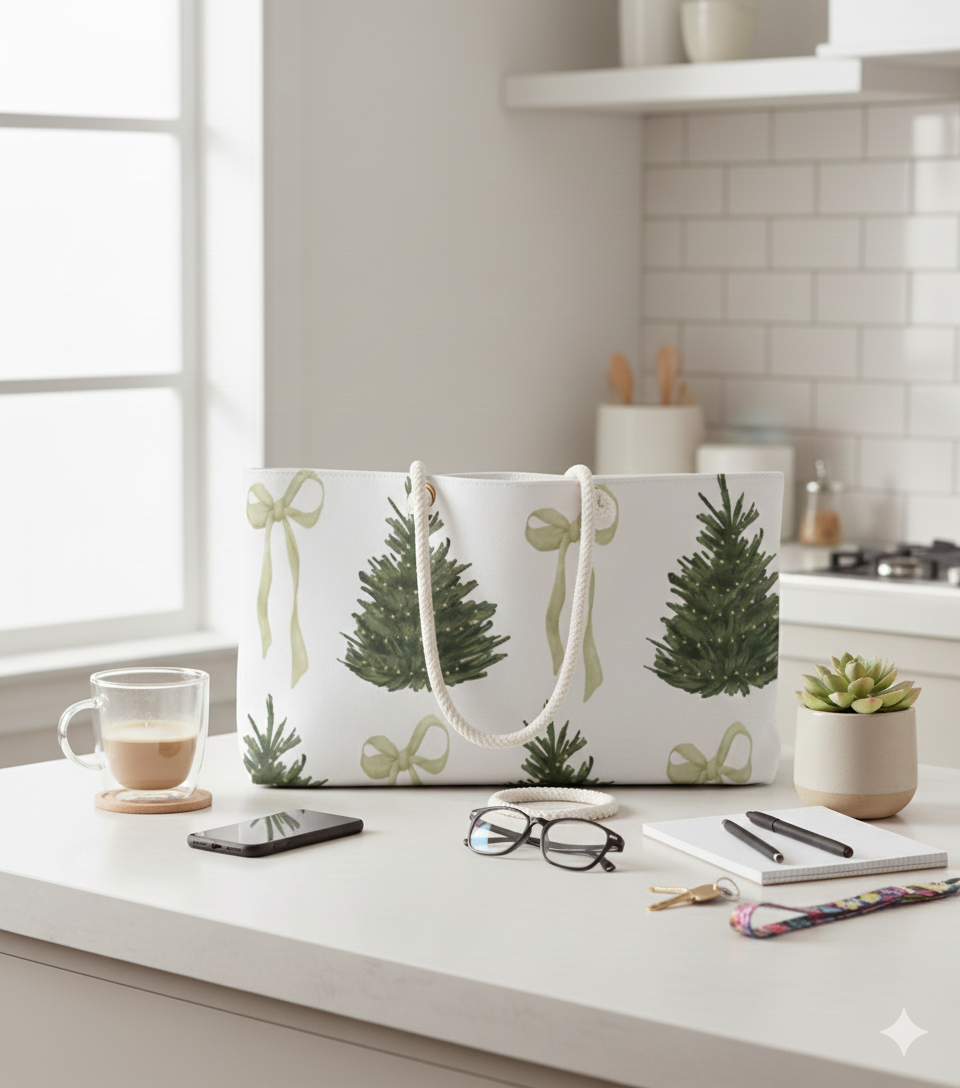 Christmas Trees & Coquette Bows Weekender Bag