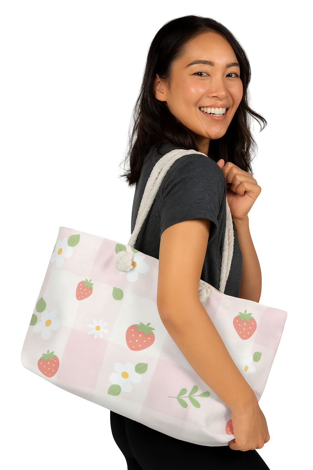 Strawberry Floral Weekender Bag