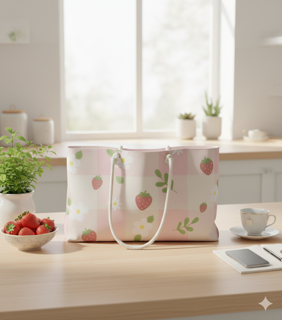 Strawberry Floral Weekender Bag