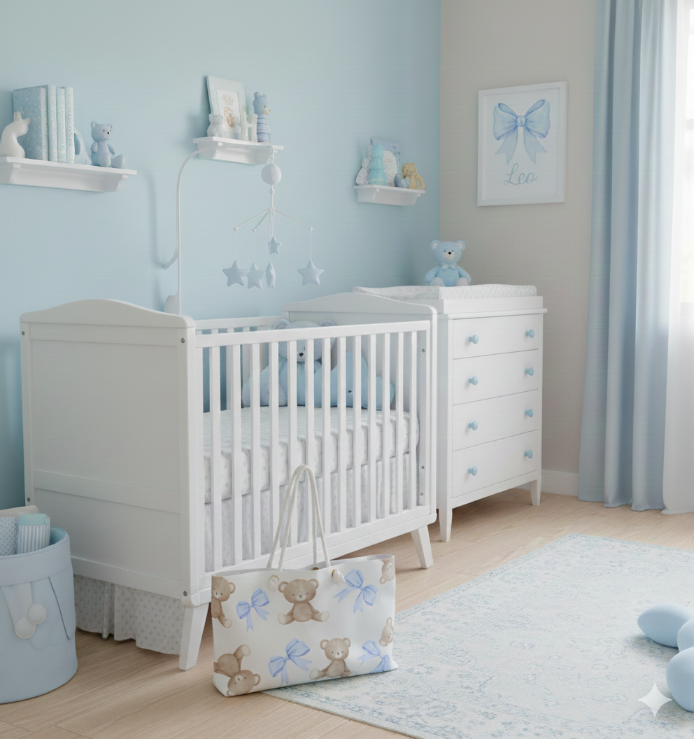 Teddy Bear Weekender Bag — Cute Blue Bow Travel Duffel