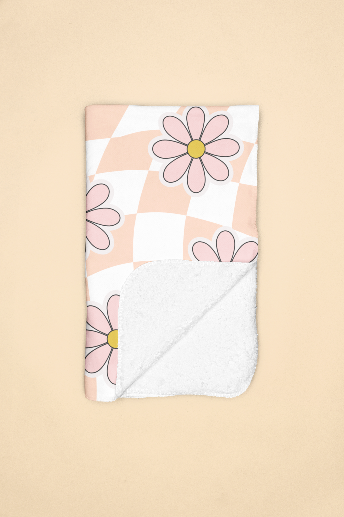 Groovy Floral Sherpa Fleece Blanket — Cozy Retro Flower Pattern Throw