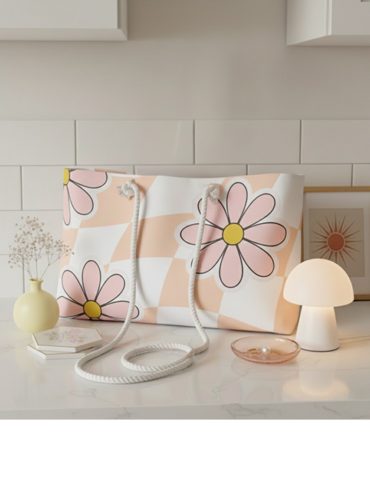 Groovy Floral Weekender Bag — Retro Flower Travel Duffel