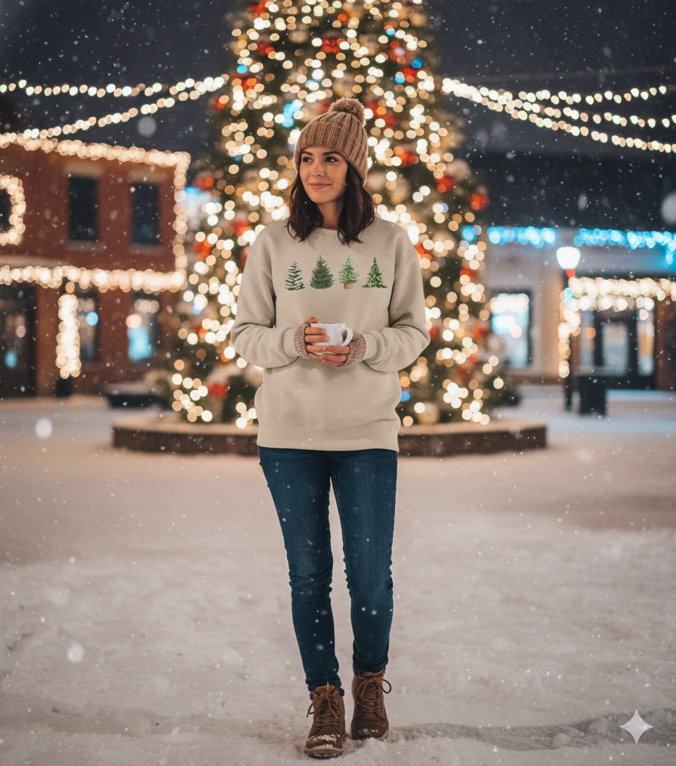 Christmas Tree Crewneck Sweatshirt — Festive Evergreen Holiday Pullover